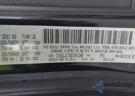 2016 Dodge Durango R/T z USA, uszkodzony, nr VIN 1C4SDJCT5GC341346